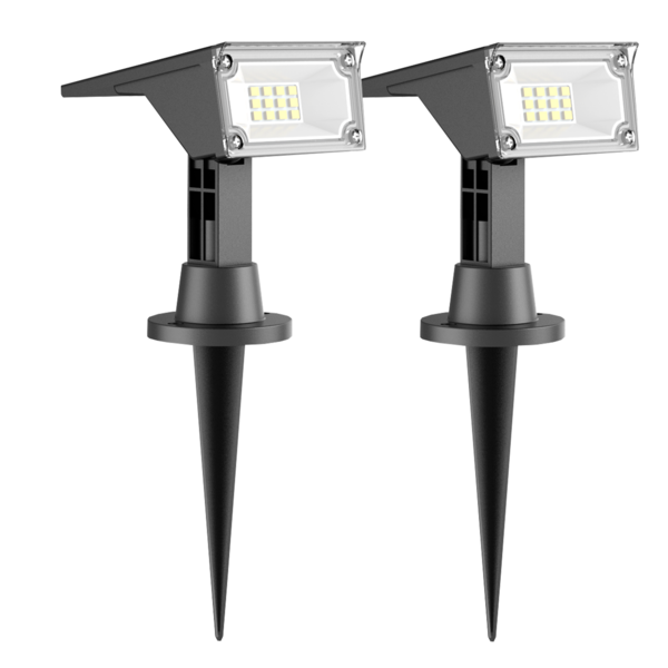 Kit Com 2 - Luminária Solar Refletor Espeto Jardim Spot Led D