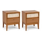 Kit Com 2 Mesas De Cabeceira 2 Gavetas Madeira Maciça Com Tel