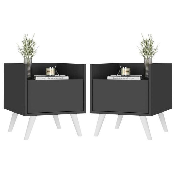 Kit Com 2 Mesas De Cabeceira 40cm Retrô Multimóveis V4044