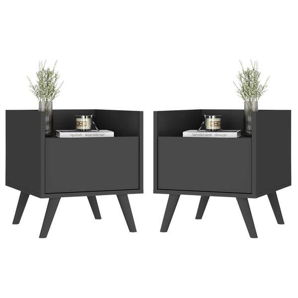 Kit Com 2 Mesas De Cabeceira 40cm Retrô Multimóveis V4044