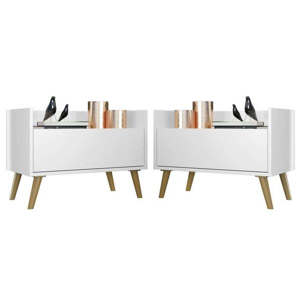 Kit Com 2 Mesas De Cabeceira 60cm Retrô Multimóveis V3633