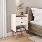 Kit Com 2 Mesas de Cabeceira Retrô Bento - Off White / Freijó