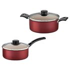 Kit Com 2 Panelas Antiaderente Tampa De Vidro 16 Cm E 20 Cm T