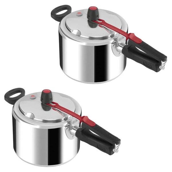 Kit Com 2 Panelas De Pressão Clock 4,5 Litros Original Polida