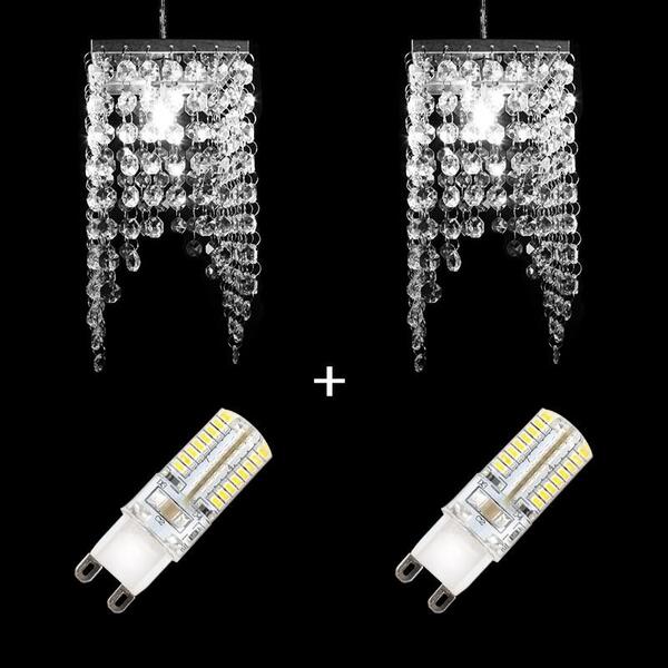 Kit Com 2 Pendentes Nara Plus Cristal Original Quadrados 11x1