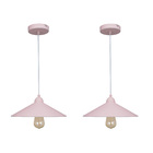 Kit com 2 Pendentes 1 Lâmpada Rosa Metal Braga