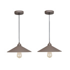 Kit com 2 Pendentes 1 Lâmpada Marrom Metal Braga