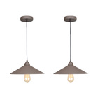 Kit com 2 Pendentes 1 Lâmpada Marrom Metal Braga