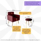 Kit Com 2 Poltronas Decorativas 64cm E Puff Retrô Tecido Velu