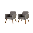 Kit Com 2 Poltronas Decorativas Estar Larhome Tecido Linho Ma