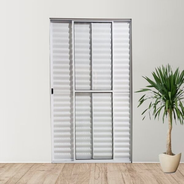 Kit Com 2 Portas Balcão De Alumínio 3 Folhas 210 X 120cm Linh