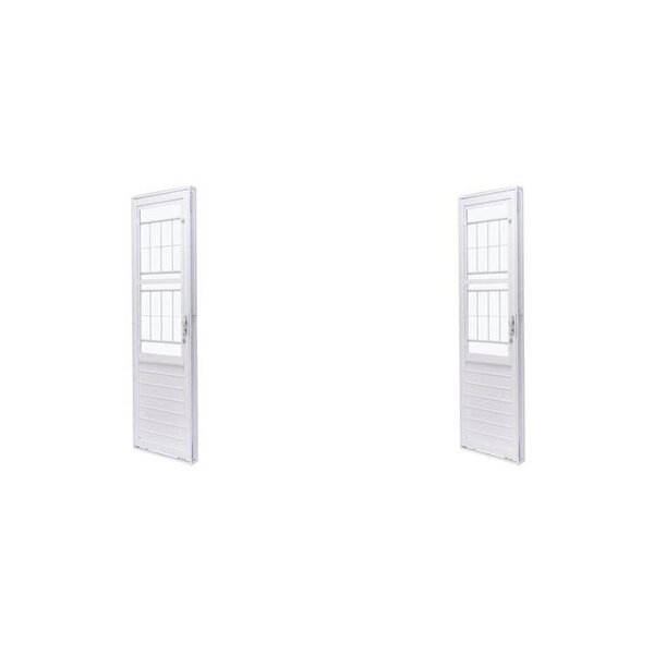 Kit Com 2 Portas De Aço Com Postigo 215x83cm Com Grade Quadri