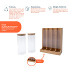 Kit Com 2 Potes De Vidro Com Tampa De Bambu 1,6l E Porta Cáps