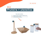 Kit Com 2 Potes De Vidro Com Tampa De Bambu, Fruteira Vazada