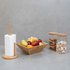 Kit Com 2 Potes De Vidro Com Tampa De Bambu, Fruteira Vazada