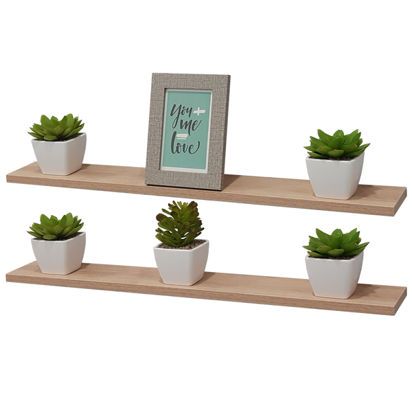 Kit Com 2 Prateleiras 60 X 10cm Suporte Invisivel Cor Carvalh