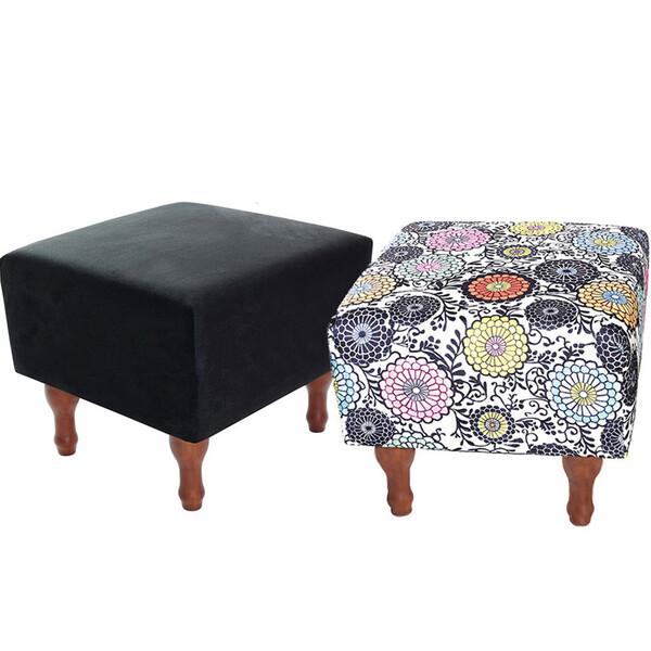 Kit Com 2 Puff Banqueta 40x40cm Quadrado Decorativo Pés Madei