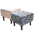 Kit Com 2 Puff Banqueta Quadrado Pés Madeira 40x40cm Bf Colch