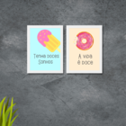 Kit Com 2 Quadros Decorativos Doces Sonhos Vida Doce