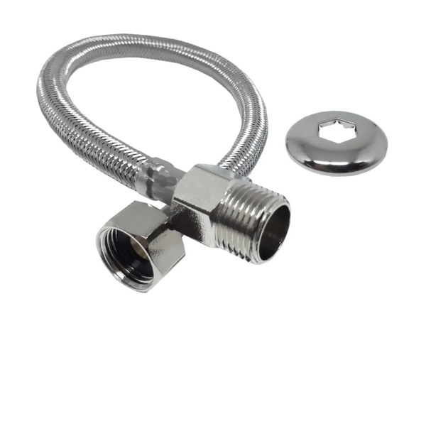Kit Com 2 Unid Engate Flexível Trançado Aço Inox 40cm