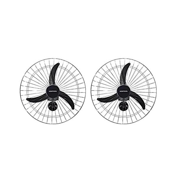 Kit Com 2 Ventiladores Oscilantes 60cm De Parede 3 Pás 200w B