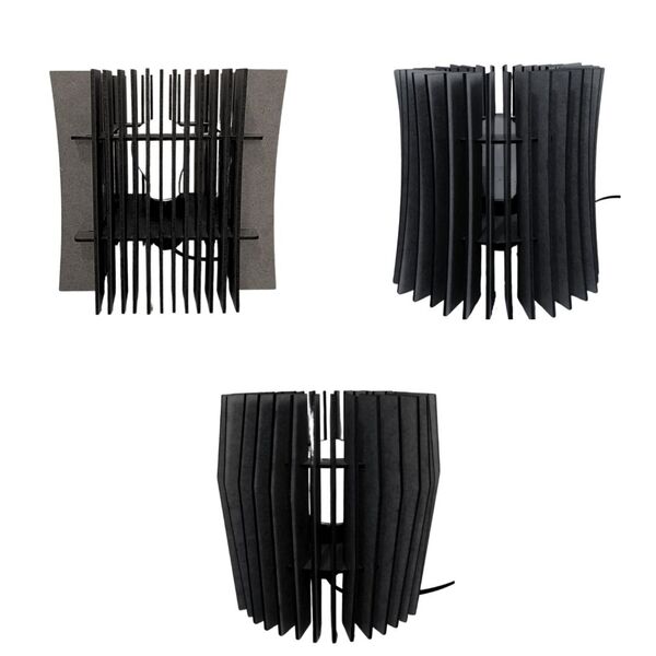 Kit Com 3 Abajures De Mesa - Preto 20x20cm