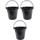 Kit Com 3 Baldes Reforçados 8,5 Litros Com Alça Preto