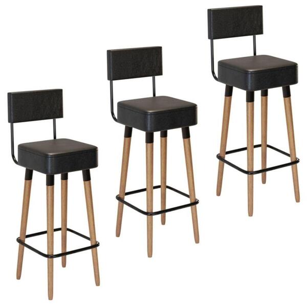 Kit Com 3 Banqueta Barcelona Variação Preto