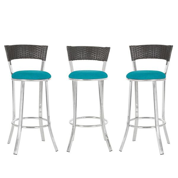 Kit Com 3 Banquetas Em Alumínio, Fibra Sintética E Tecido Imp