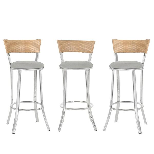 Kit Com 3 Banquetas Em Alumínio, Fibra Sintética E Tecido Imp