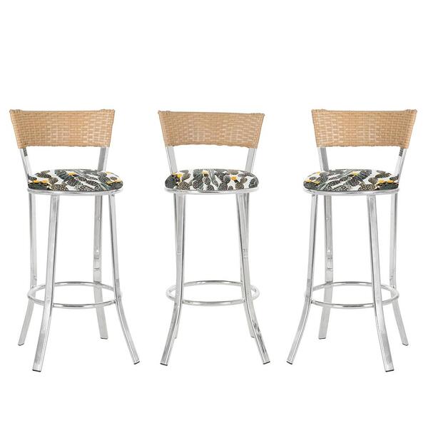 Kit Com 3 Banquetas Em Alumínio, Fibra Sintética E Tecido Imp