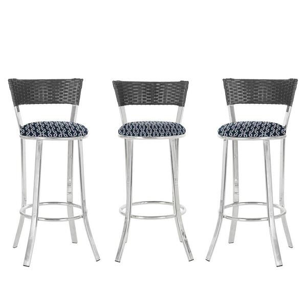 Kit Com 3 Banquetas Em Alumínio, Fibra Sintética E Tecido Imp