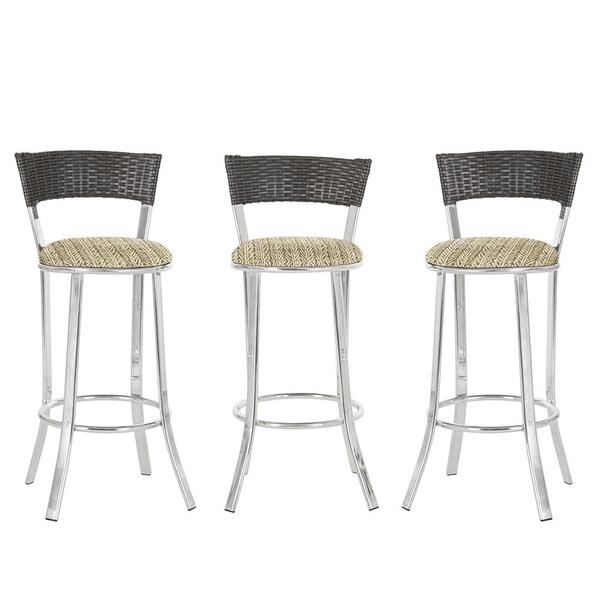 Kit Com 3 Banquetas Em Alumínio, Fibra Sintética E Tecido Imp