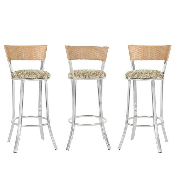 Kit Com 3 Banquetas Em Alumínio, Fibra Sintética E Tecido Imp