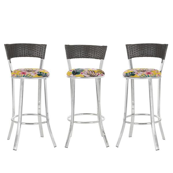 Kit Com 3 Banquetas Em Alumínio, Fibra Sintética E Tecido Imp