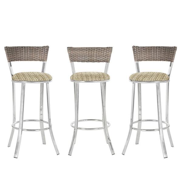 Kit Com 3 Banquetas Em Alumínio, Fibra Sintética E Tecido Imp