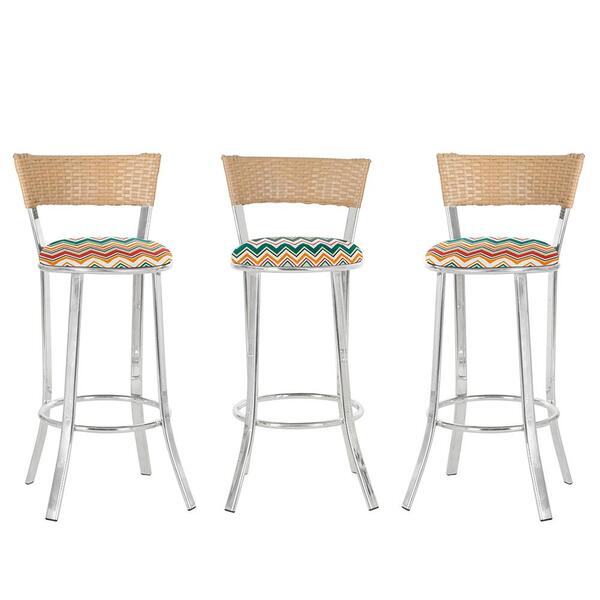 Kit Com 3 Banquetas Em Alumínio, Fibra Sintética E Tecido Imp