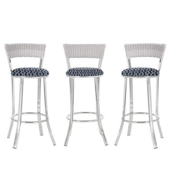 Kit Com 3 Banquetas Em Alumínio, Fibra Sintética E Tecido Imp