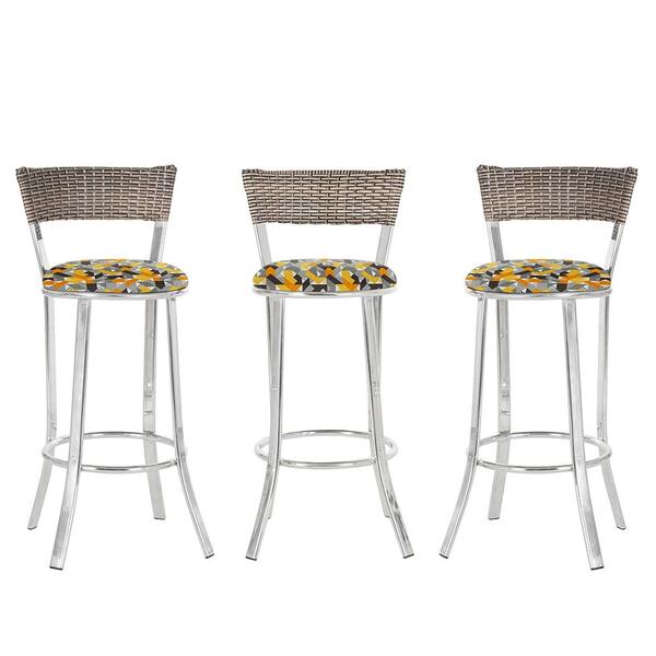 Kit Com 3 Banquetas Em Alumínio, Fibra Sintética E Tecido Imp