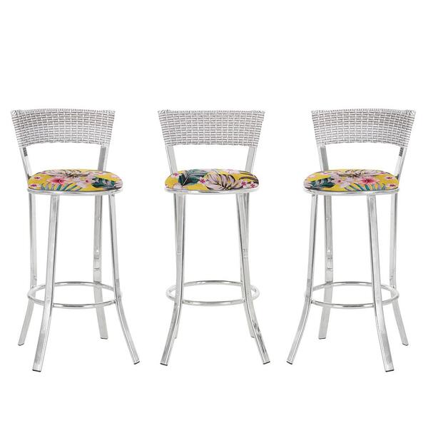 Kit Com 3 Banquetas Em Alumínio, Fibra Sintética E Tecido Imp