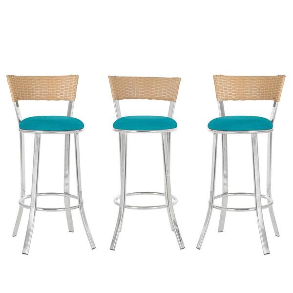 Kit Com 3 Banquetas Em Alumínio, Fibra Sintética E Tecido Imp