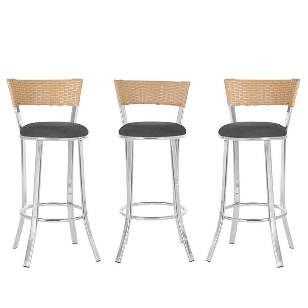 Kit Com 3 Banquetas Em Alumínio, Fibra Sintética E Tecido Imp