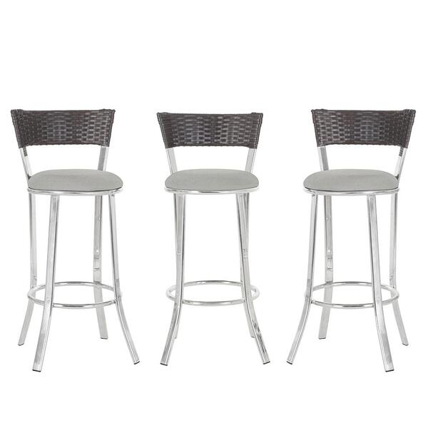 Kit Com 3 Banquetas Em Alumínio, Fibra Sintética E Tecido Imp