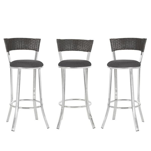 Kit Com 3 Banquetas Em Alumínio, Fibra Sintética E Tecido Imp