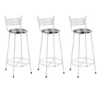 Kit Com 3 Banquetas Emily Branco/xadrez Elite Aço