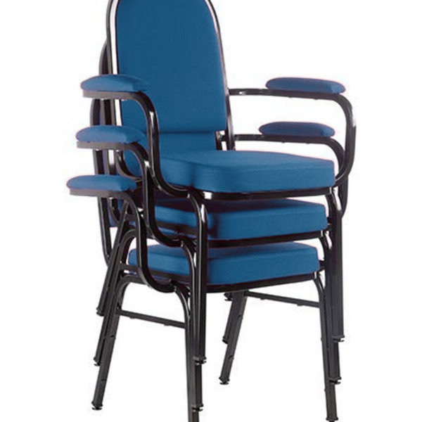 Kit Com 3 Cadeiras Para Auditório Linha Hotel Azul