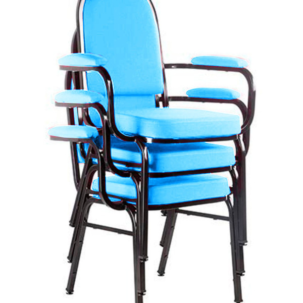 Kit Com 3 Cadeiras Para Auditório Linha Hotel Azul