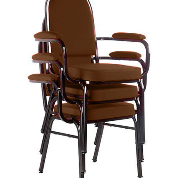 Kit Com 3 Cadeiras Para Auditório Linha Hotel Marrom