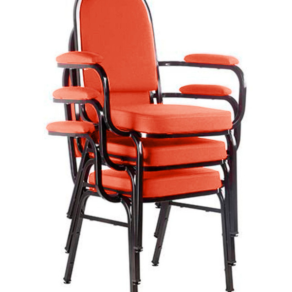 Kit Com 3 Cadeiras Para Auditório Linha Hotel Vermelho