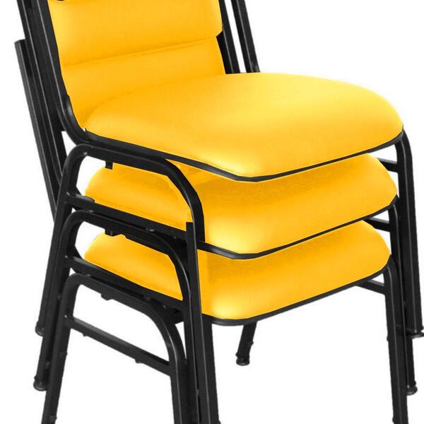 Kit Com 3 Cadeiras Para Auditórios Linha Hotel Smart Amarelo